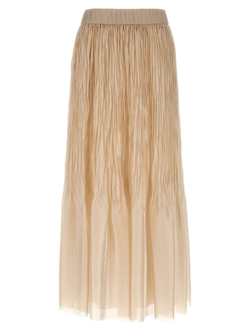 Peserico Textured Pleated Skirt Elastic Waistband In Neutral