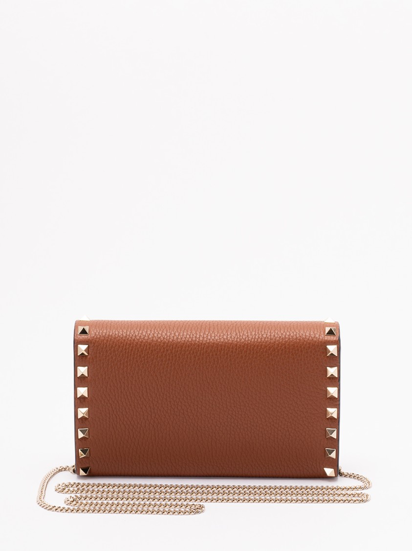 Valentino Garavani `rockstud` Wallet With Strap In Brown