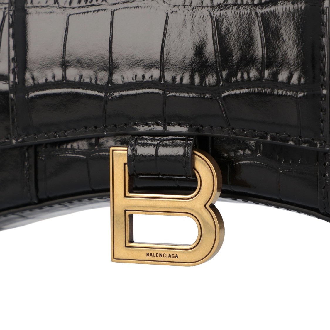 Balenciaga Hourglass Wallet On Chain Crocodile Embossed