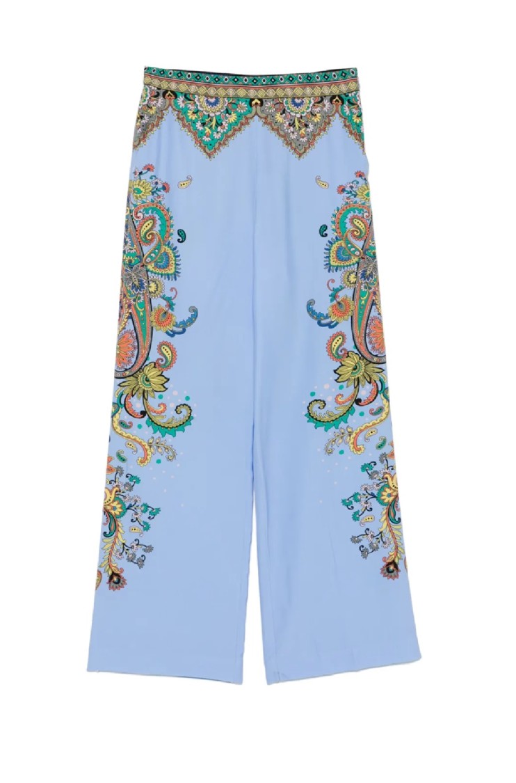 Etro Wide-leg Trousers With Paisley Patterns In Blue
