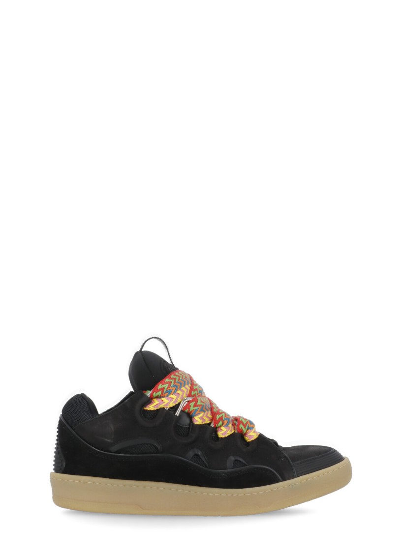 Lanvin Black Leather Curb Sneakers In Black