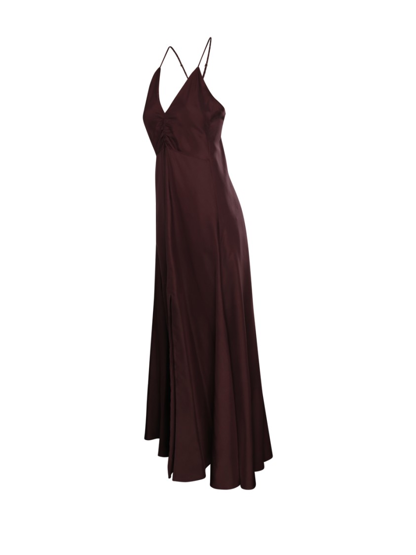 Shop Forte Forte Flowing Silk Maxi Dress With Deep V-neckline In Black