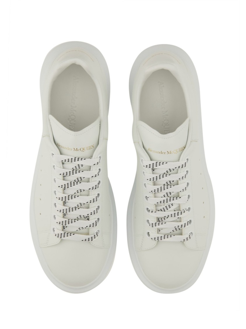 Alexander Mcqueen White Sneakers With Logo Lettering On The Rear And Oversize Rubber Sole In Leather In White