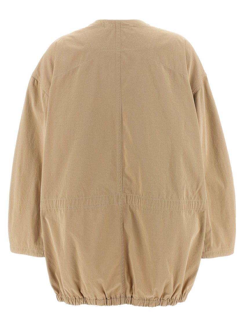 Lemaire Oversized Cotton Parka With Drawstring Crewneck In Neutral