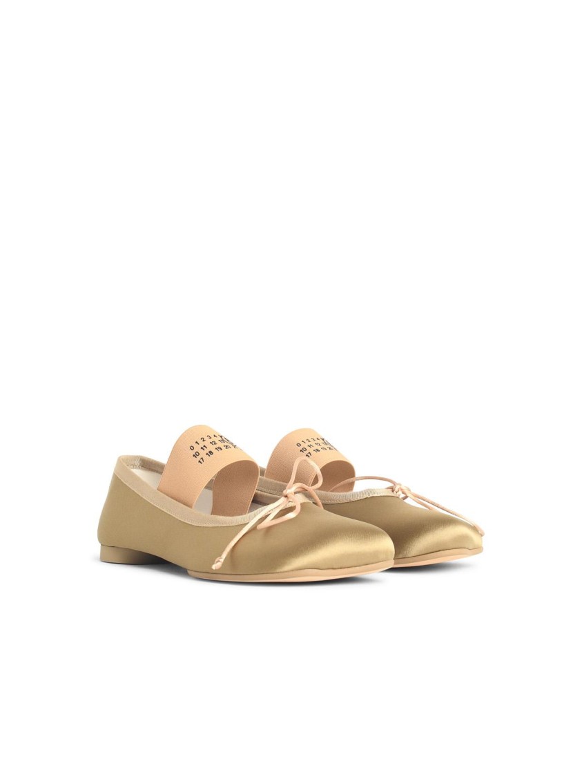 Shop Mm6 Maison Margiela Mm6 By Maison Margiela Beige Polyester Ballet Flats In Neutrals