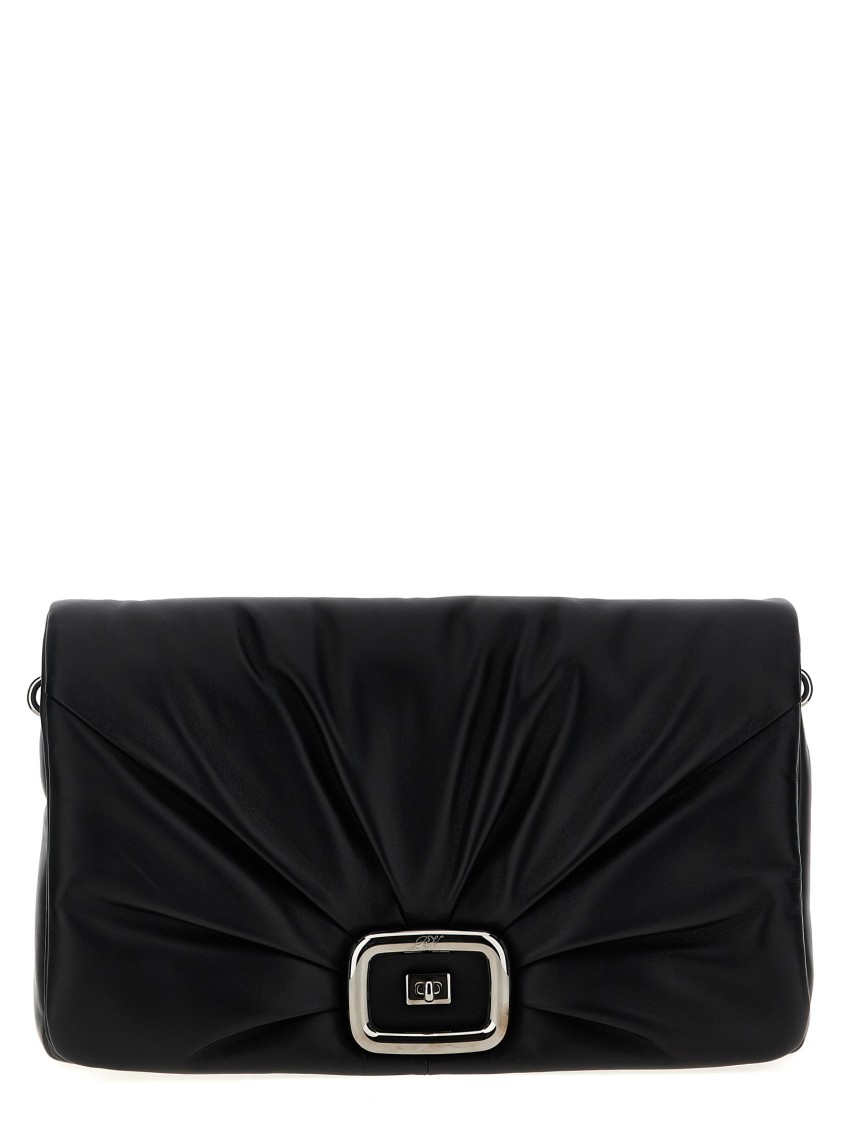Roger Vivier 'viv' Choc Large' Shoulder Bag In Black