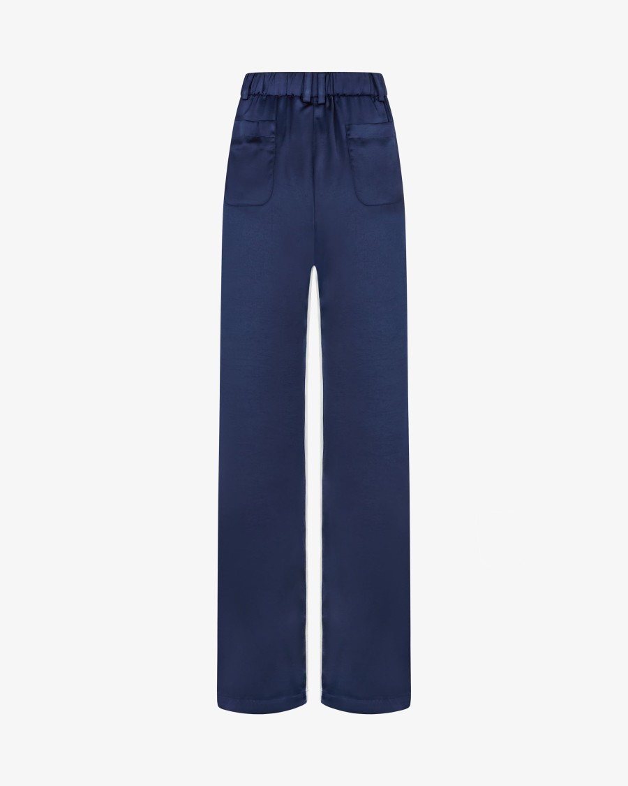 Serena Bute Satin Boyfriend Trouser '25 - Dark Navy In Blue