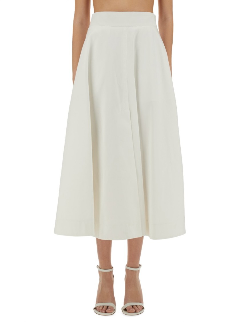 Shop Patou Cotton Gabardine Long Flared Skirt In White