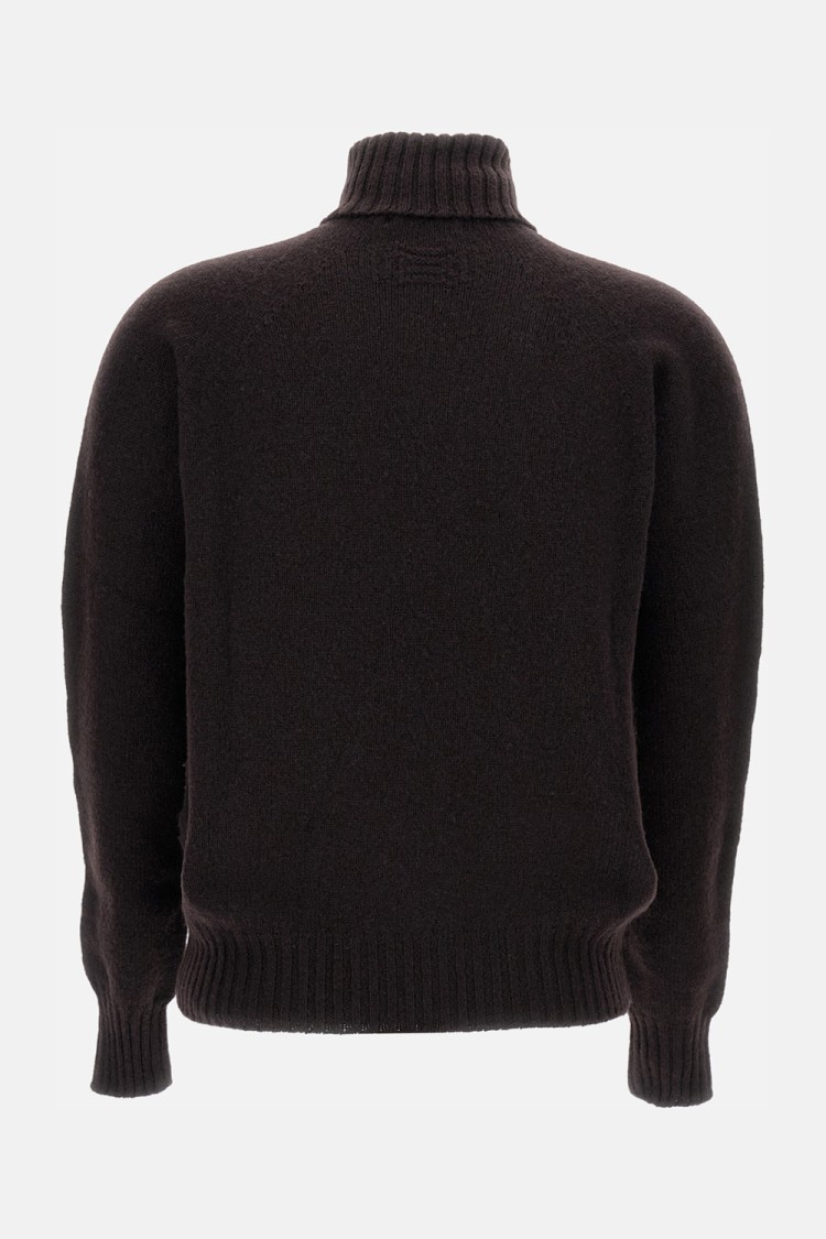 Drumohr Ribbed Turtleneck Wool Sweater In Black