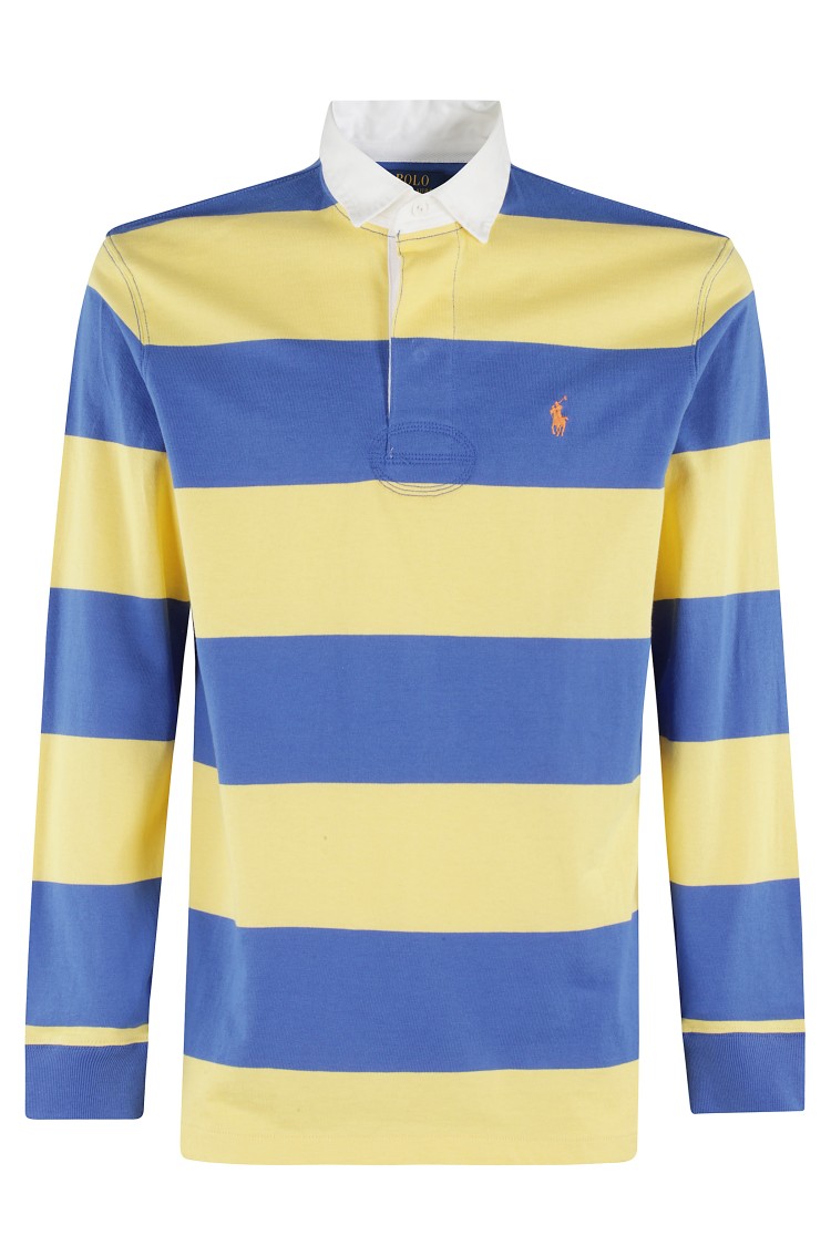 Polo Ralph Lauren The Iconic Rugby Shirt Man Polo Shirt Bright Blue Size L Cotton In Multicolor