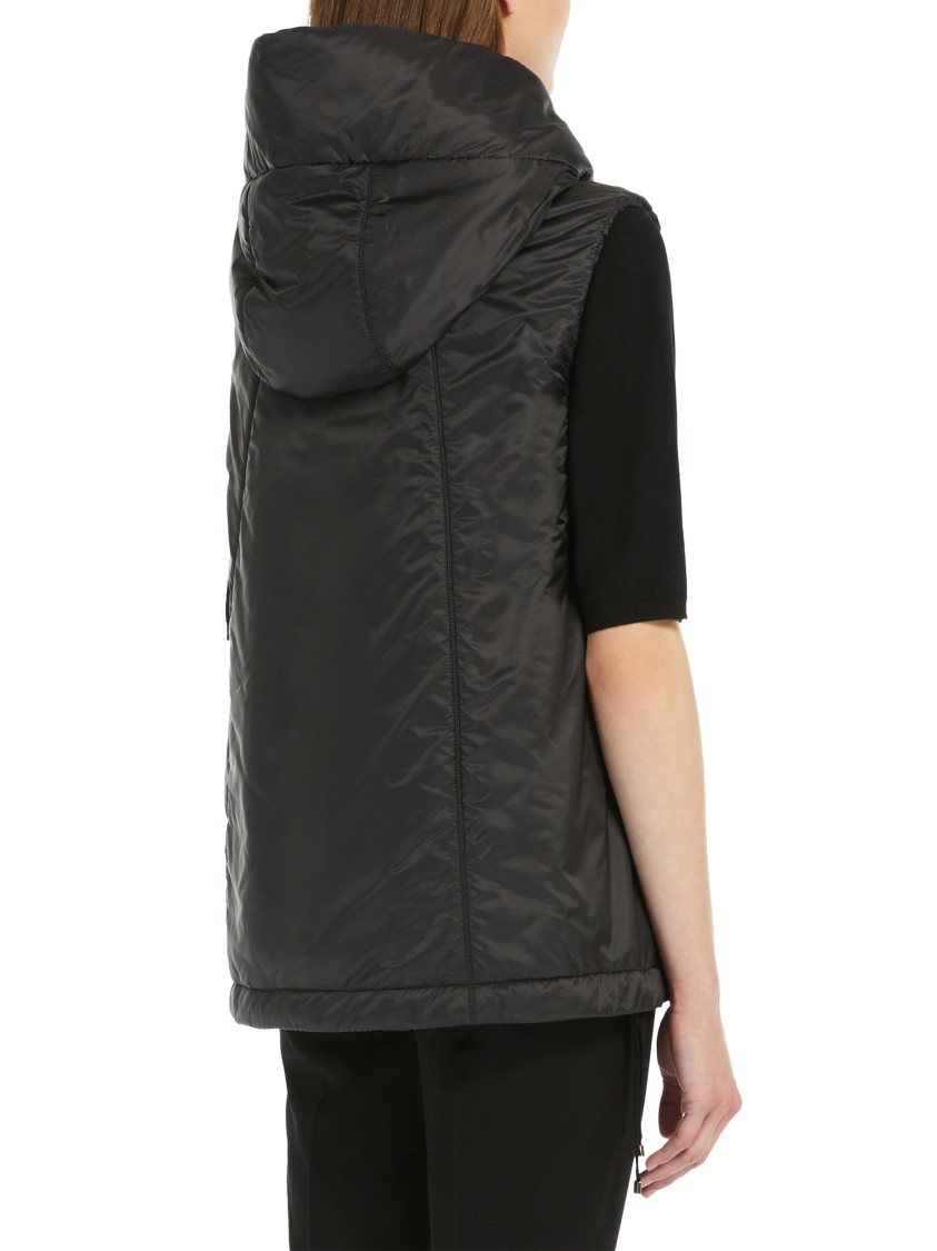 Max Mara Sleeveless High-collar Jacket With Zip-up Front And Adjustable Drawstrings In Black