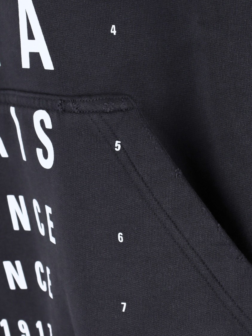 Balenciaga Washed Black Cotton Oversized Hoodie With Bold Graphics In Black