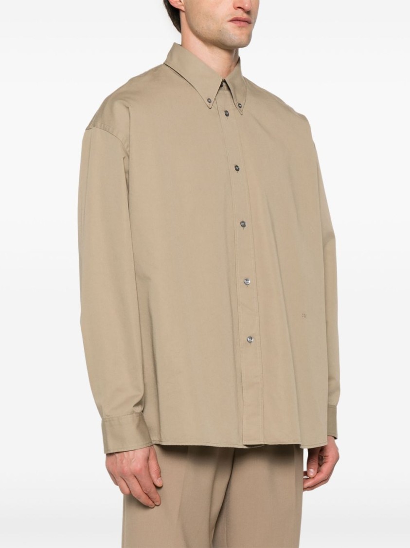 Studio Nicholson Collared Shirt With Long Sleeves And Back Yoke In Brown