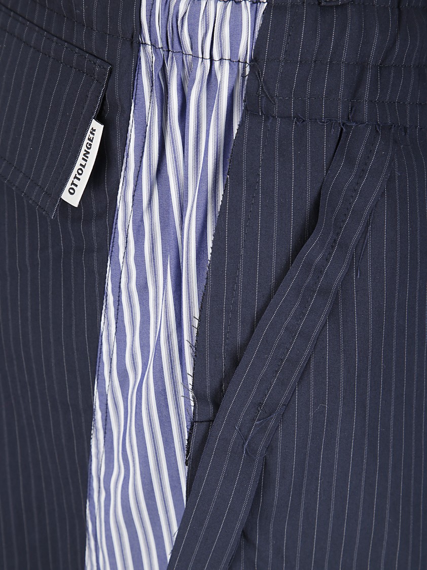 Ottolinger Pinstripe And Striped Fabric Baggy Cargo Shorts In Blue