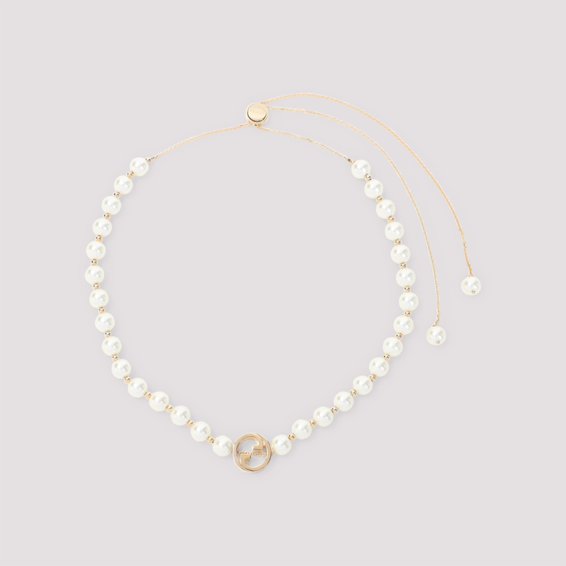 Gucci Cream White Resine Pearl Necklace