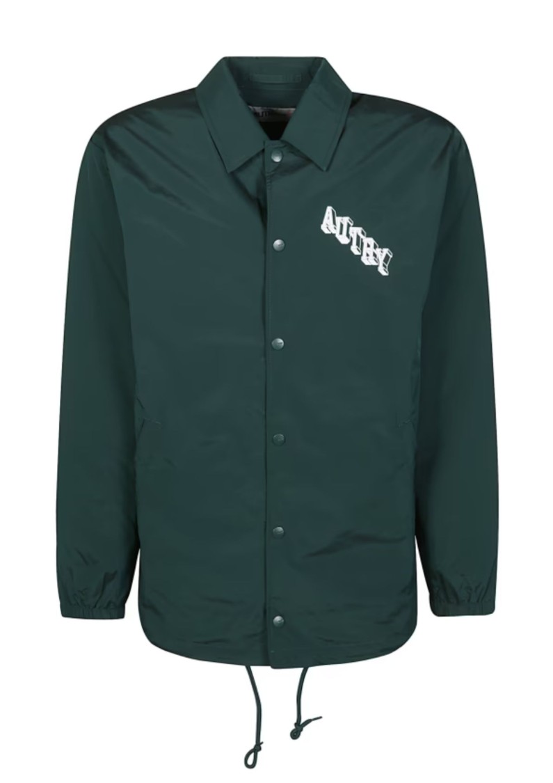 Autry Classic Collar Button-up Jacket With Ribbed Hems In Green