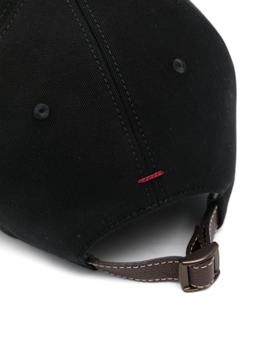 Brunello Cucinelli Logo Suede Baseball Cap In Black