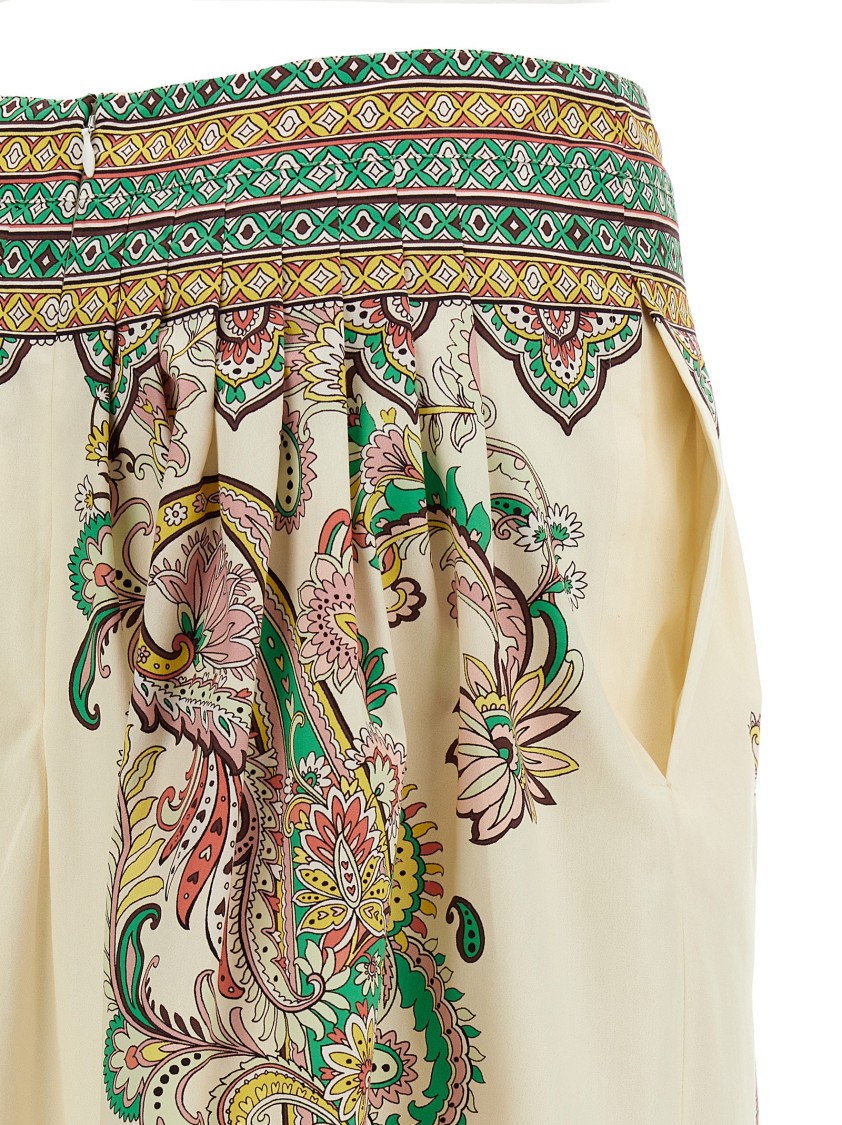 Etro Cotton Midi Skirt With All-over Paisley Print In Multi