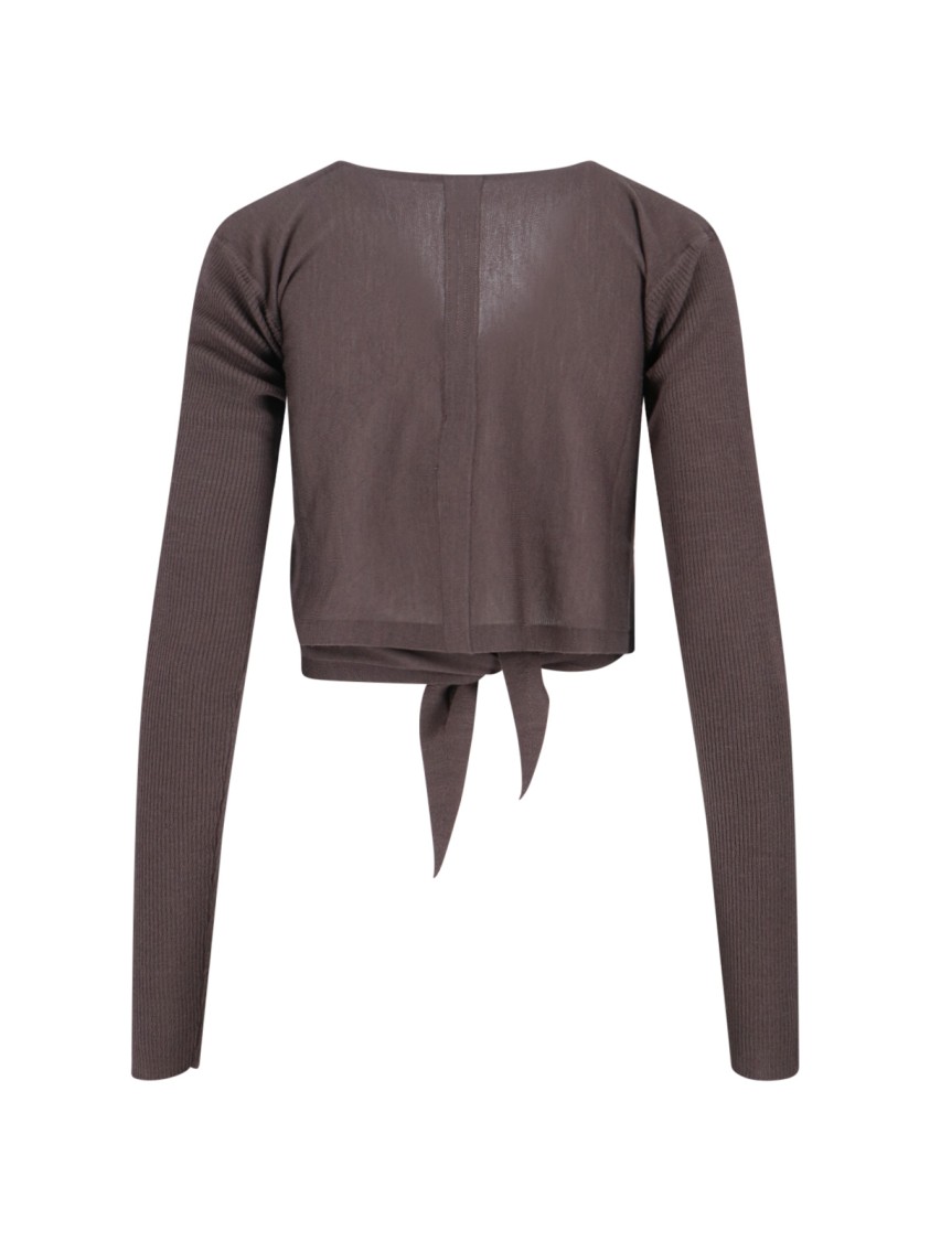 Rick Owens Crewneck Wrap Knitwear Long Sleeves Cropped In Brown