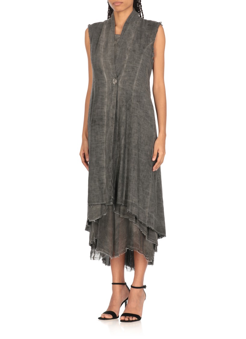 Shop Sanctamuerte Grey Linen And Cotton Vest