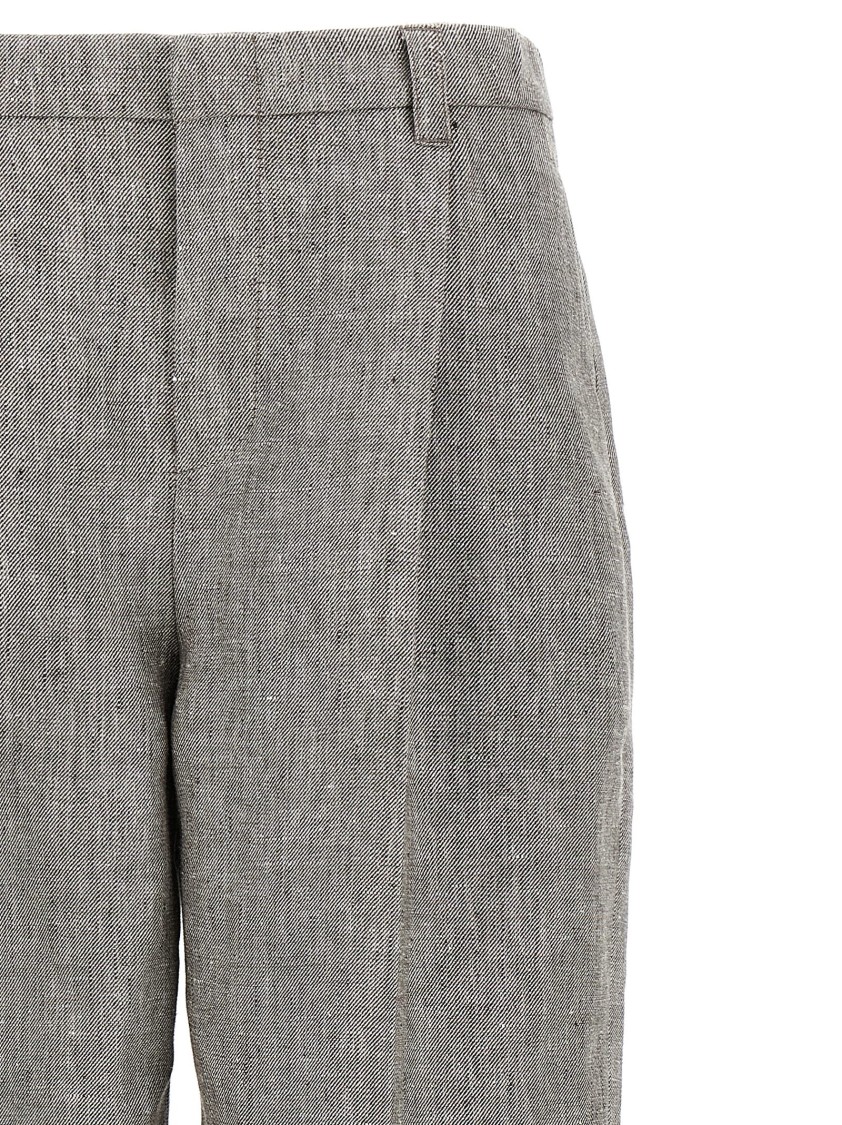 Brunello Cucinelli Straight-leg Trousers With Stretched Pleat In Gray