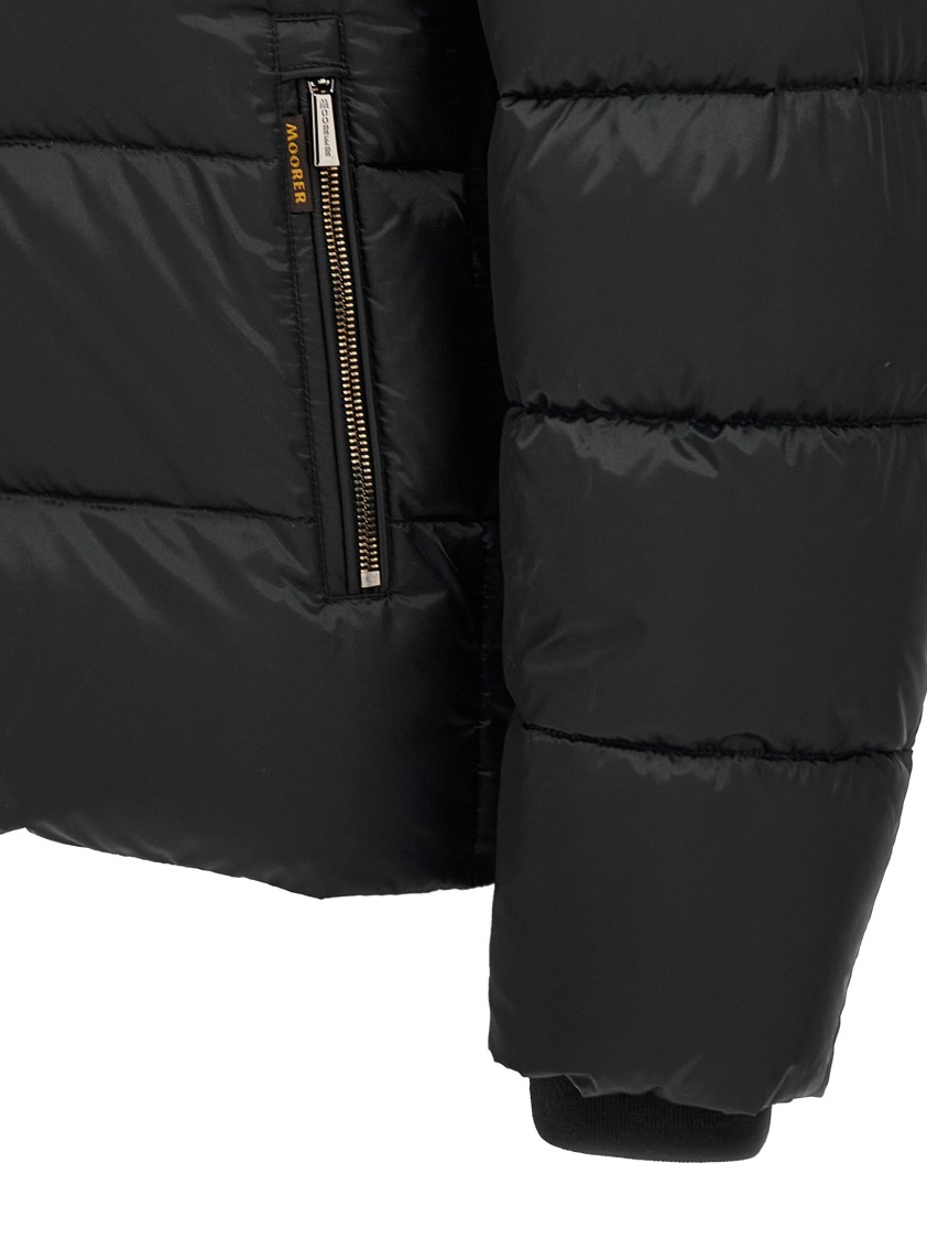 Moorer Quilted Hooded Jacket Removable Hood In Black