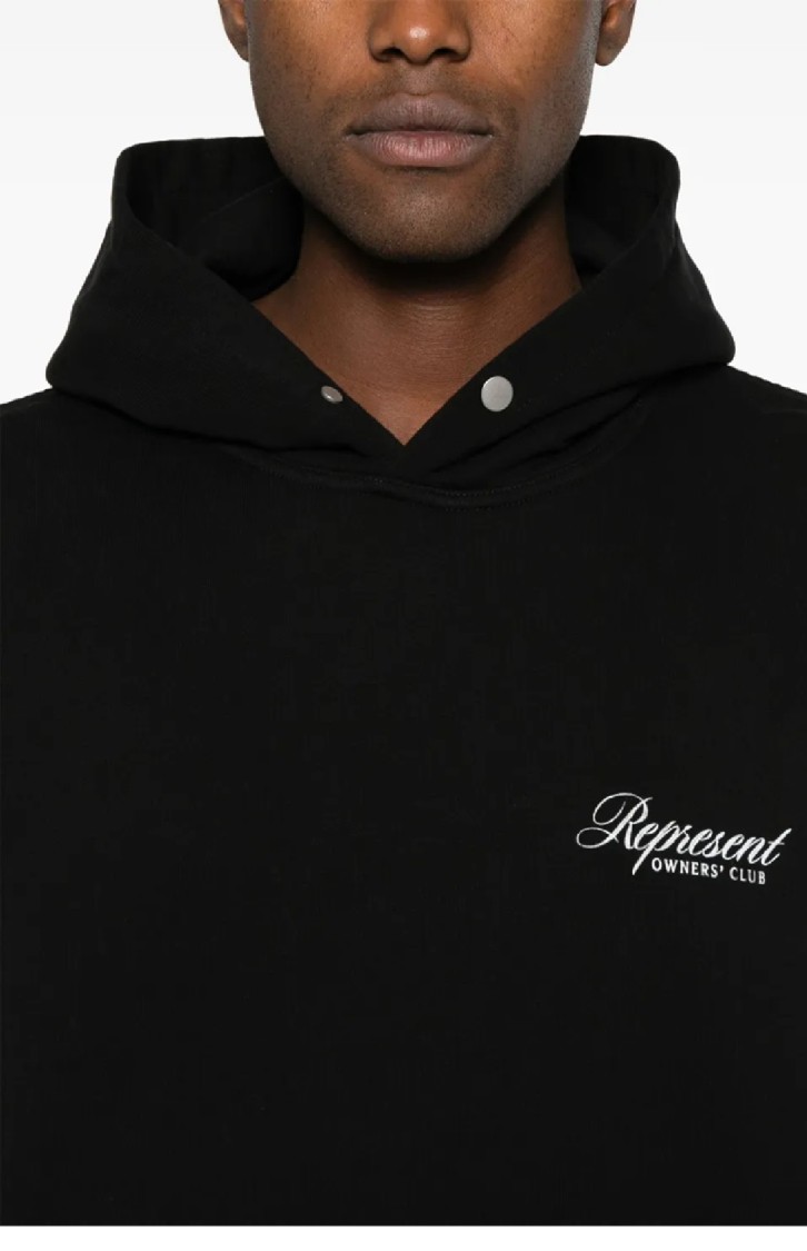Represent Black Hoodie With Logo Lettering Detail On The Front And Maxi Logo Print On The Rear In Cotton Man