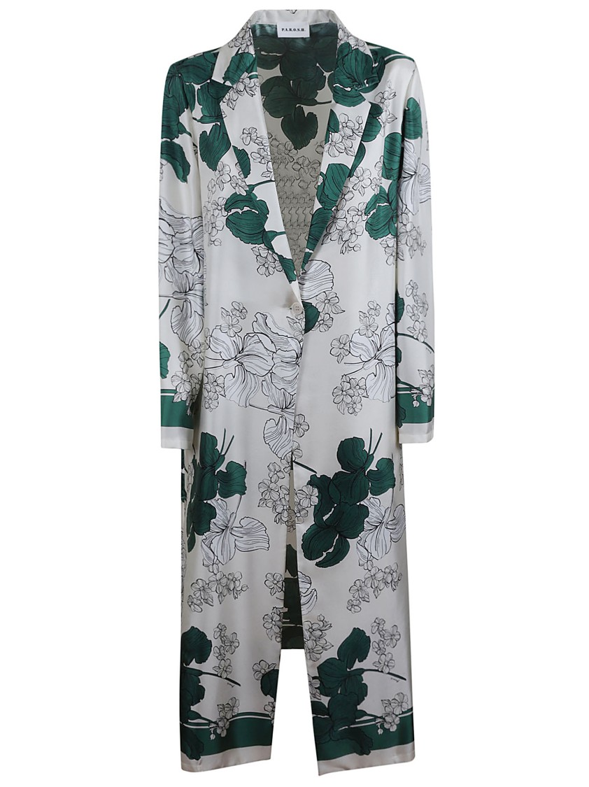 P.a.r.o.s.h Parosh Flower Print Silk Satin Blazer In Multi