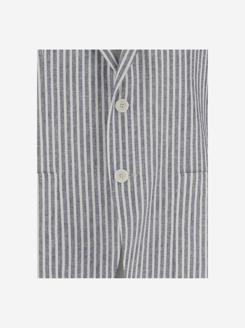 TAGLIATORE TAGLIATORE LINEN BLEND SINGLE-BREASTED JACKET WITH STRIPED PATTERN 