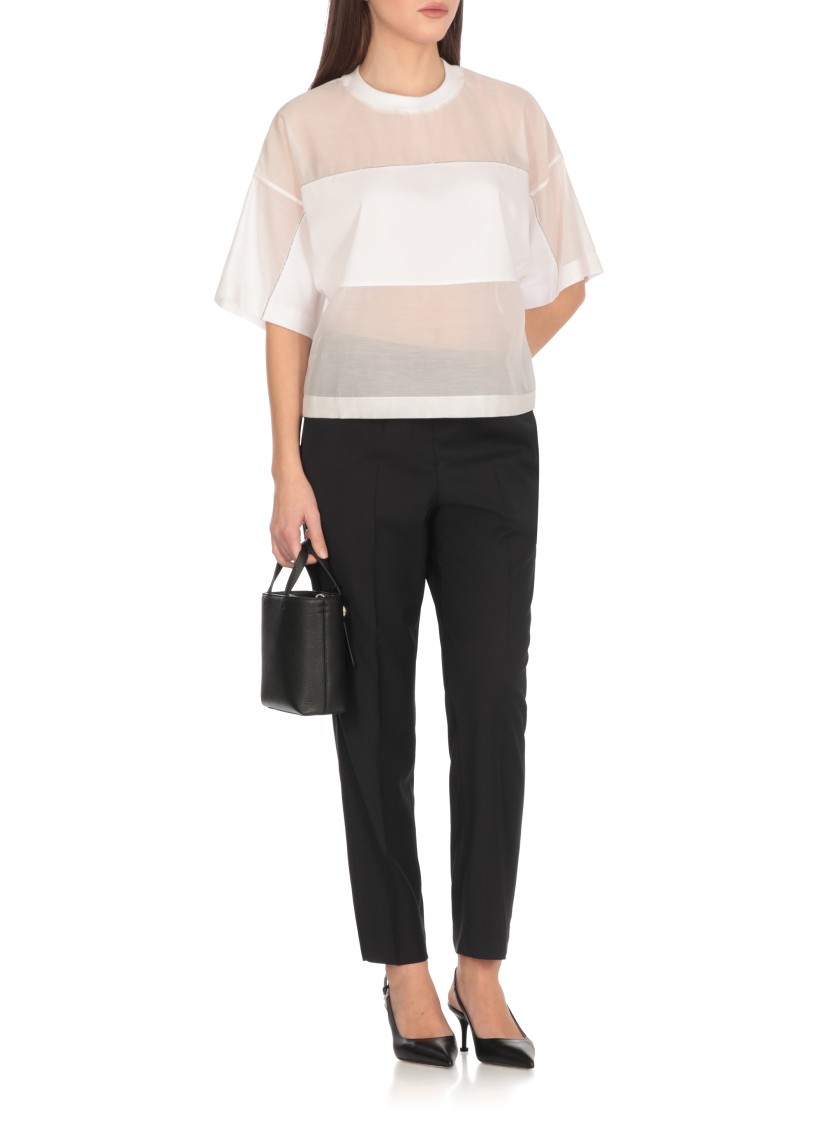 Peserico White Cotton And Silk T-shirt In White