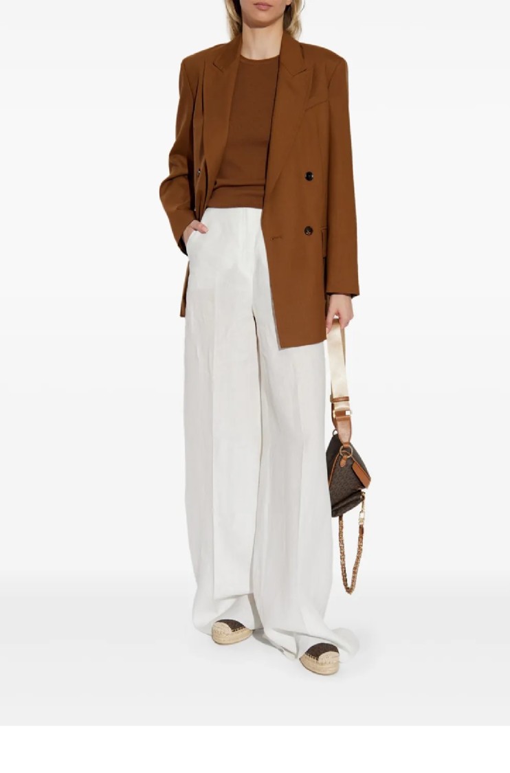 Max Mara Wide-leg High-waist Pants With Soft Textured Finish In White