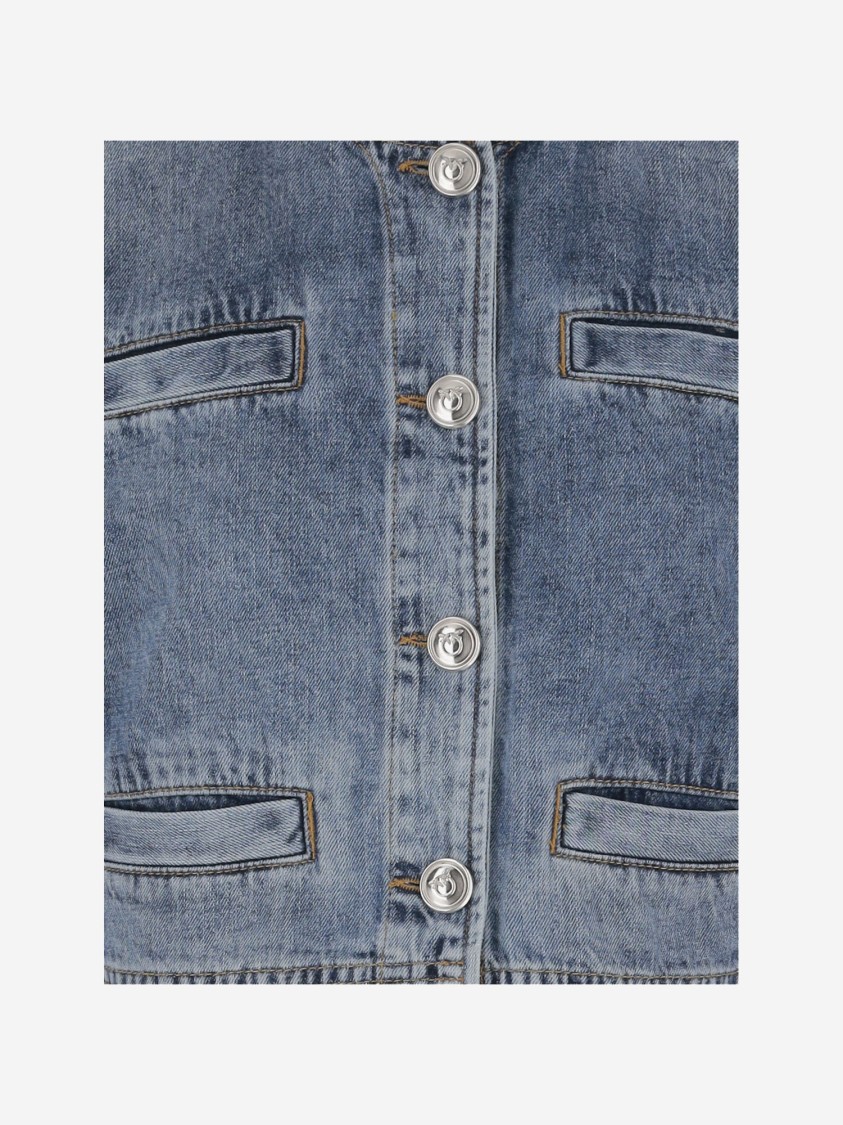 Shop Pinko Cotton Denim Jacket In Grey