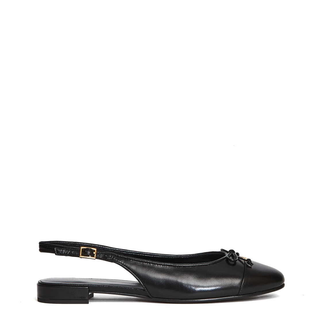 Tory Burch Leather Slingback Shoes With Contrast Pointed Toe In Black