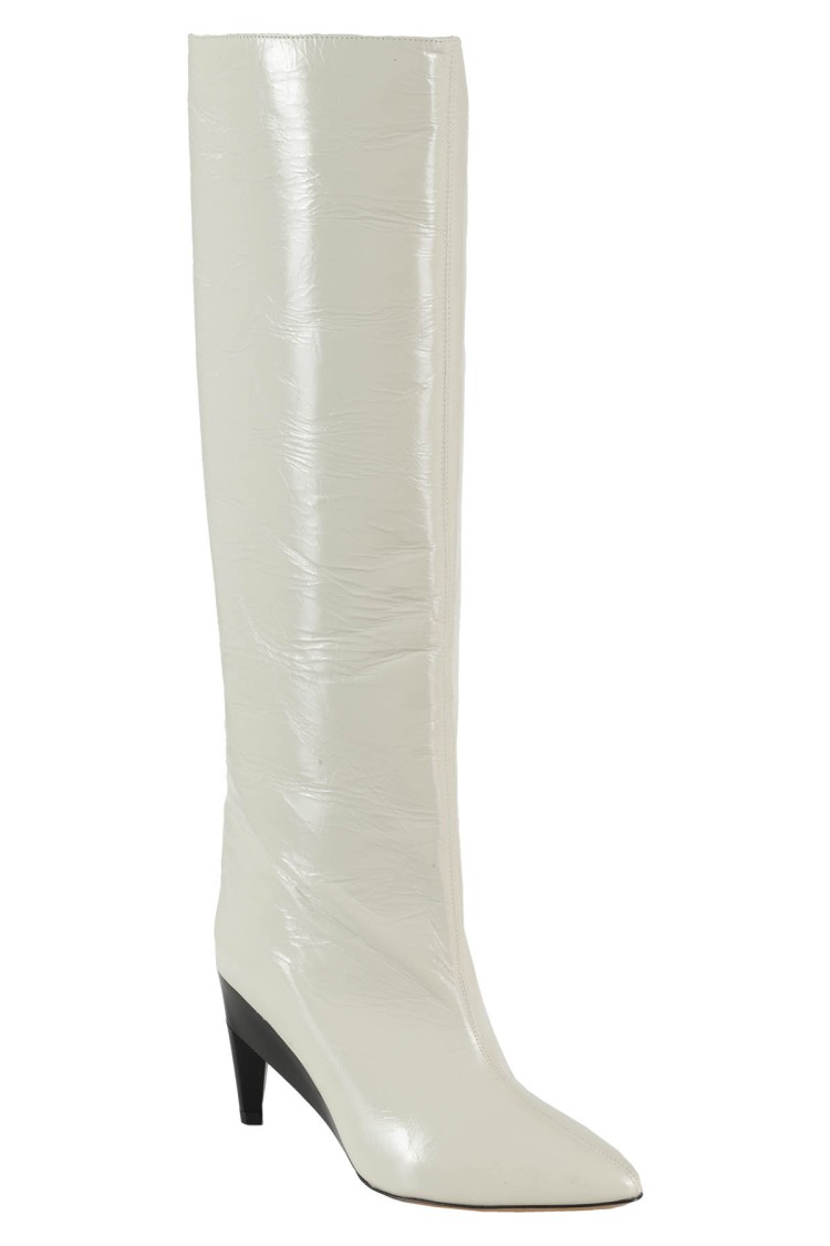 Shop Isabel Marant Liesel Thigh-high White Leather Boots