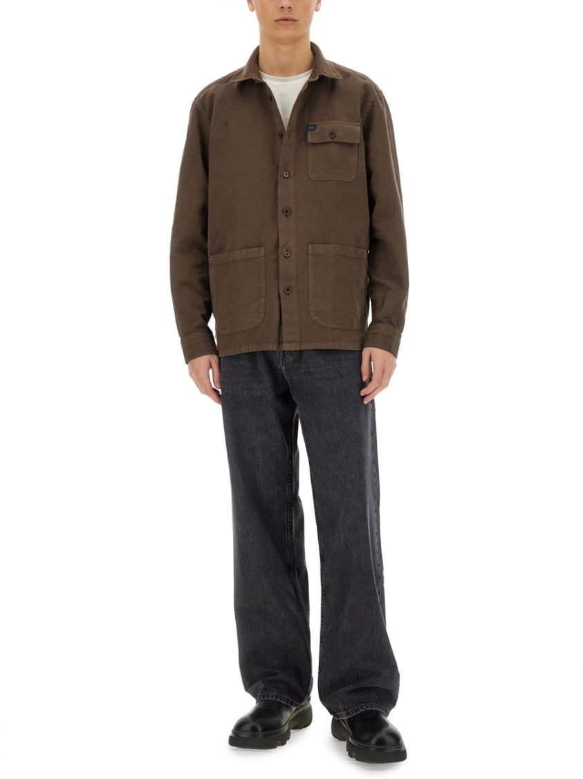 Fay Overshirt Featuring Multiple Pockets In Brown