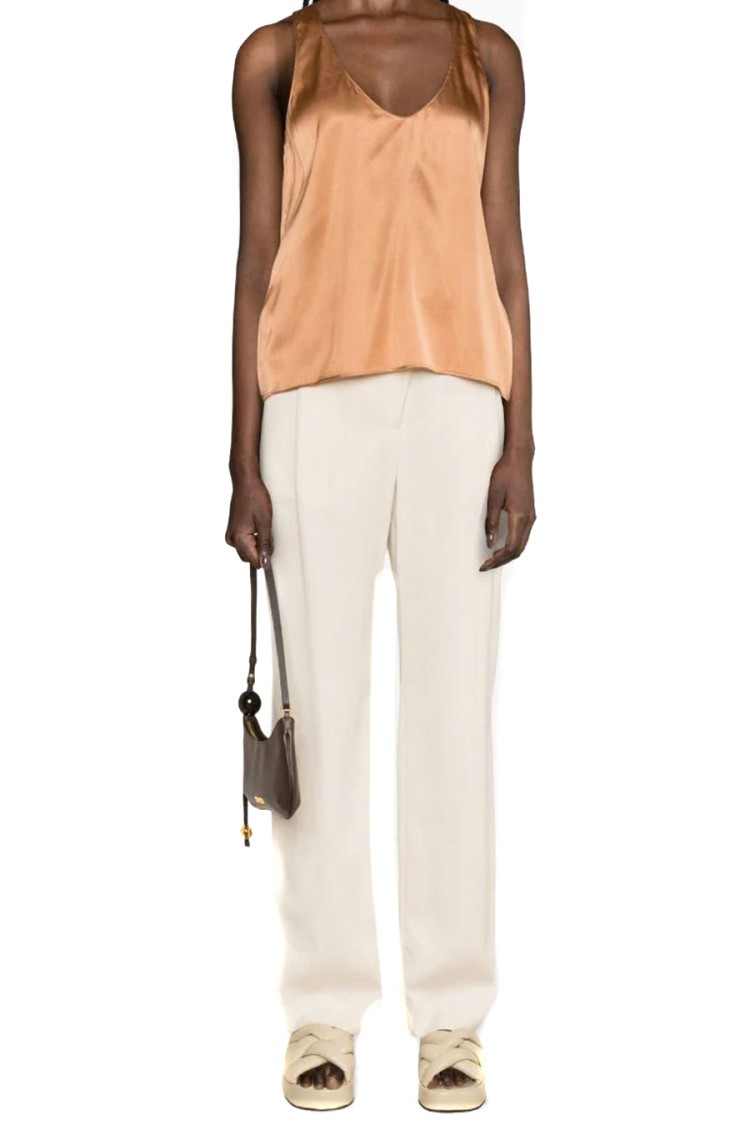 ELISABETTA FRANCHI ELISABETTA FRANCHI RED WIDE-LEG TROUSERS WITH HIGH WAIST