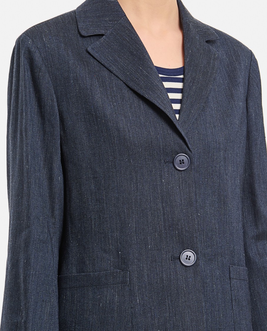 Max Mara Derna' Tailored Blue Jacket With Front Button Fastening In Blue