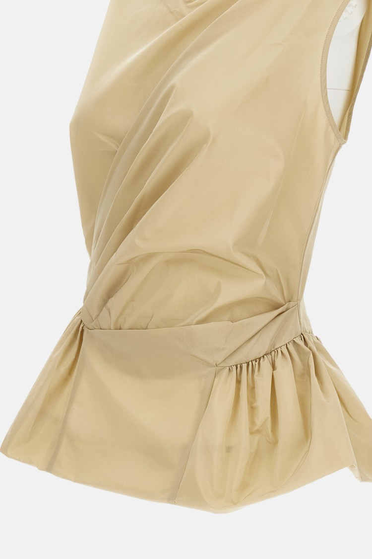 Simone Rocha Draped Beige Top With Fitted Bodice In Neutral
