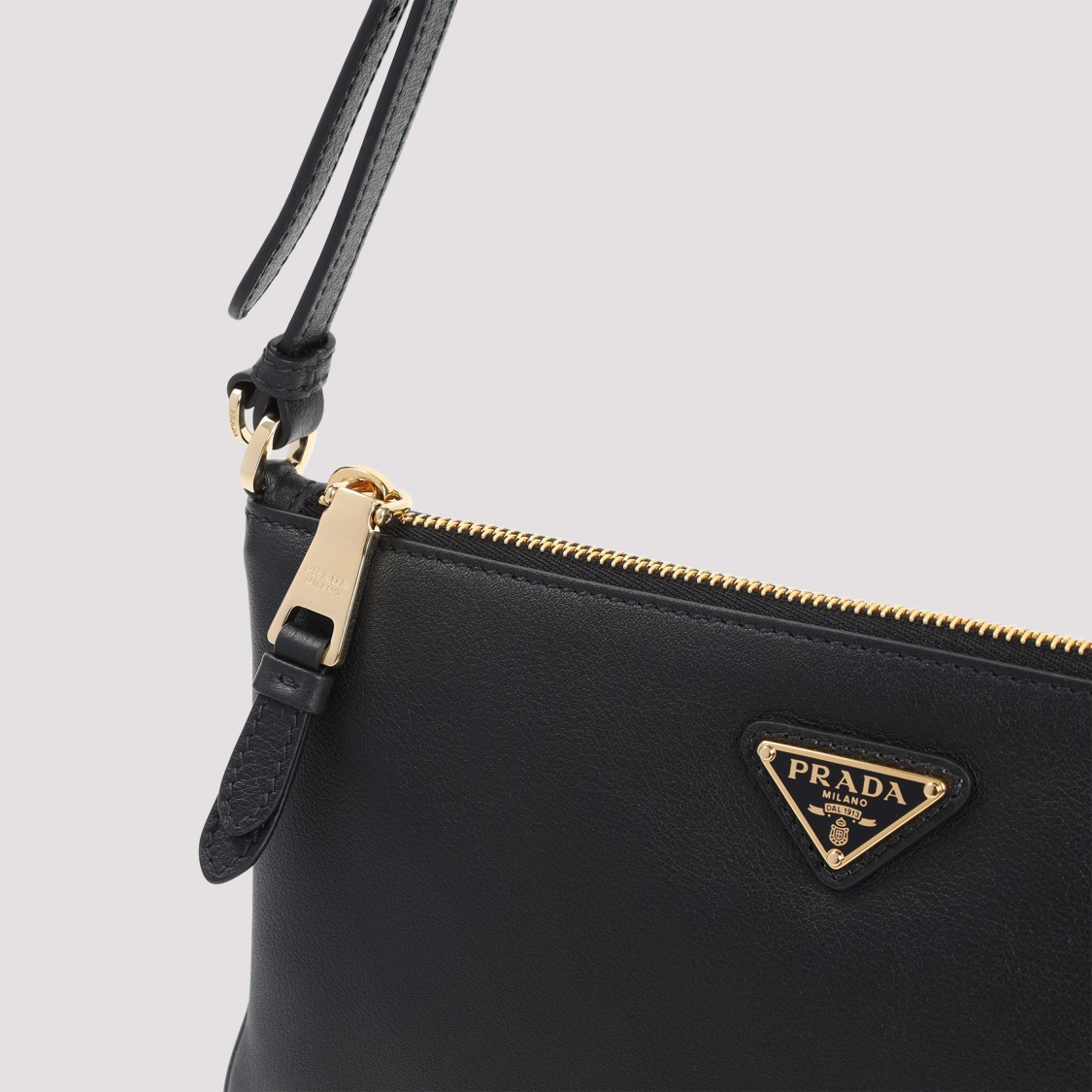 Prada Soft Gain Flat Shoulder Bag Women In Black