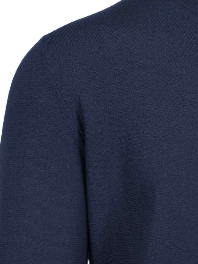 Loro Piana Ribbed Crewneck Sweater With Long Sleeves In Blue