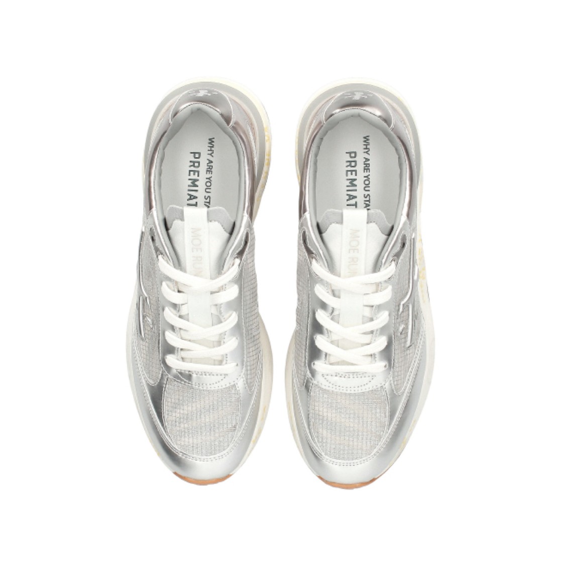 Premiata Chunky Silver Sneakers With Removable Insole In White