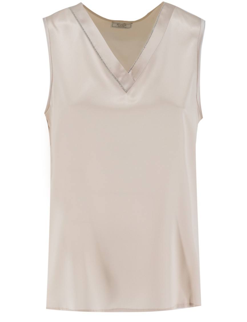 Shop Peserico Silk Top With Jewel Detailing