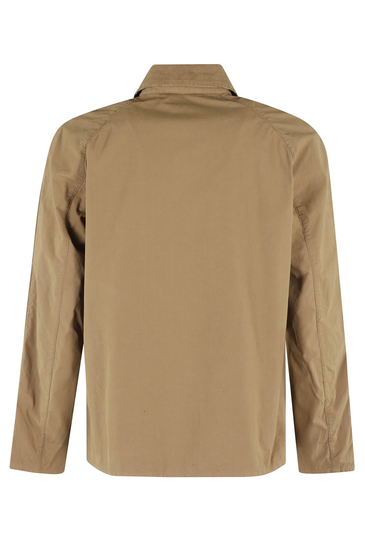 BARBOUR BARBOUR STONE-COLORED GARMENT-DYED CASUAL JACKET WITH CORDUROY COLLAR