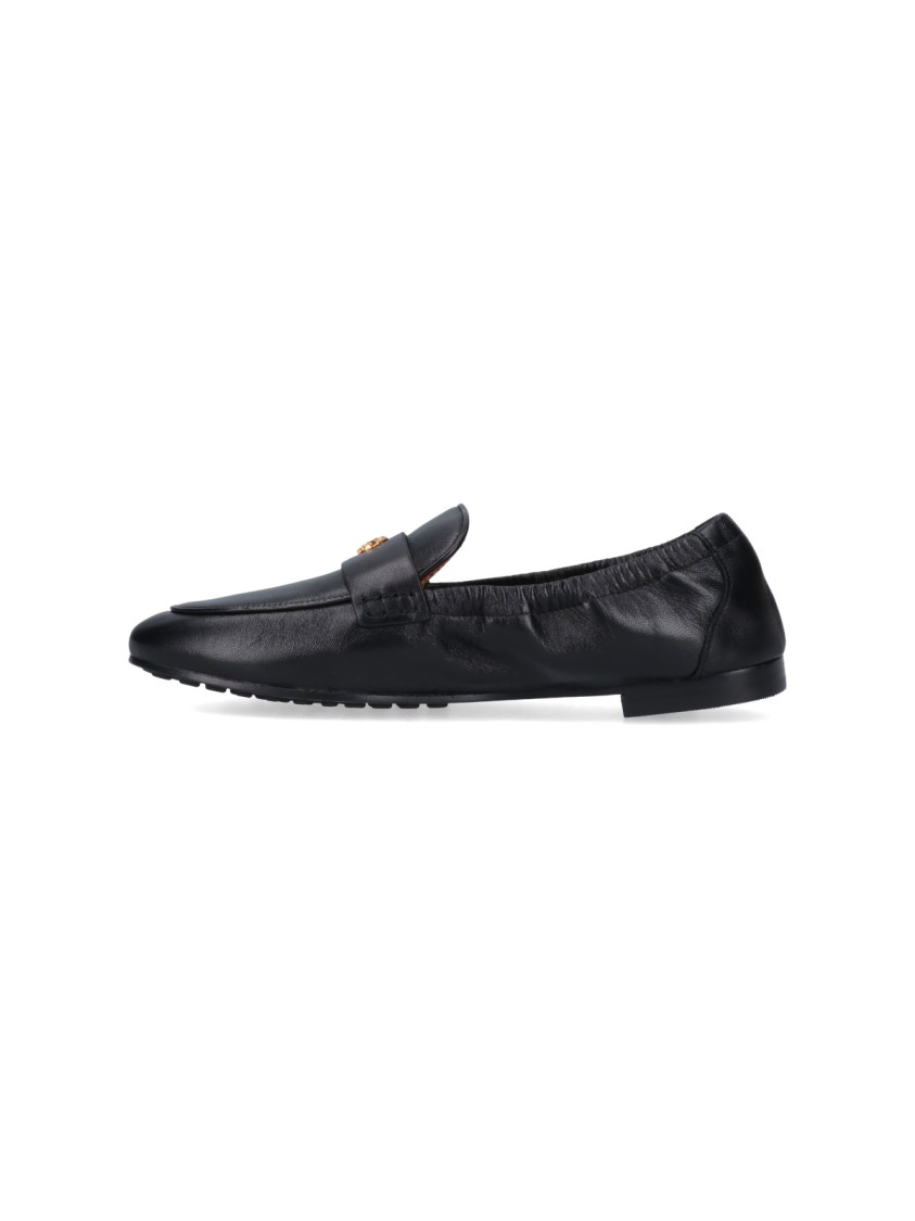 Tory Burch Black Leather Ballet Loafers In Black