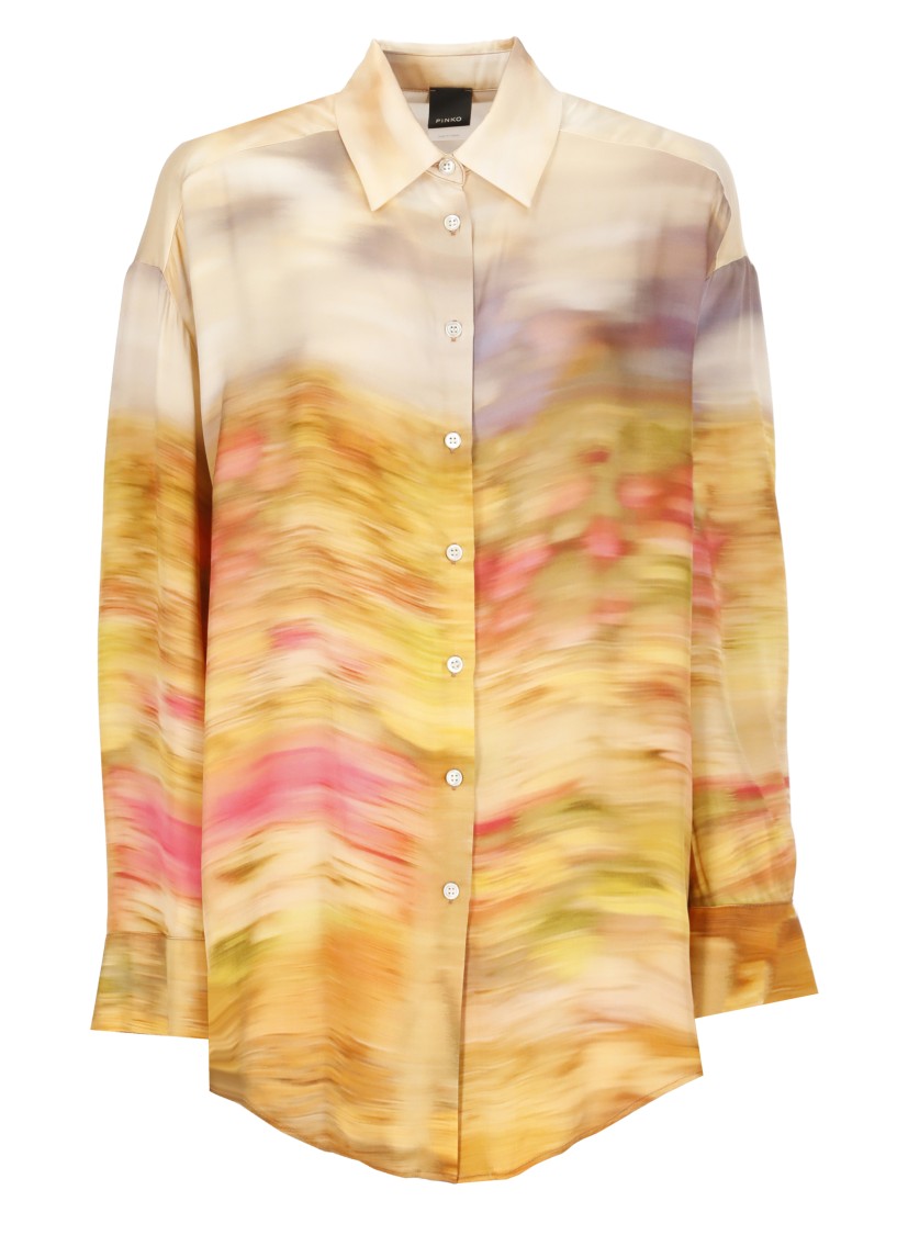 Pinko Life Printed Viscose Shirt In Orange