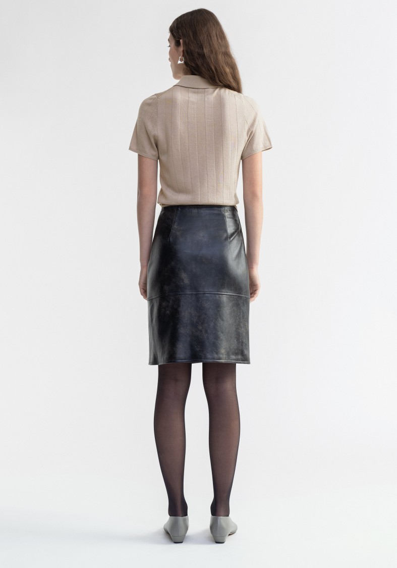 Shop Aeron Doja - Vintage Leather Wrap Midi Skirt In Grey