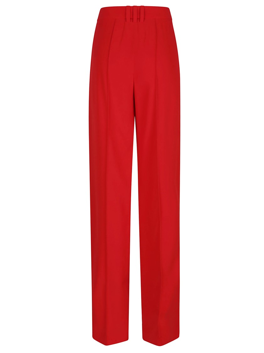 Balmain Straight Red Viscose Crepe Tailored Trousers In Red