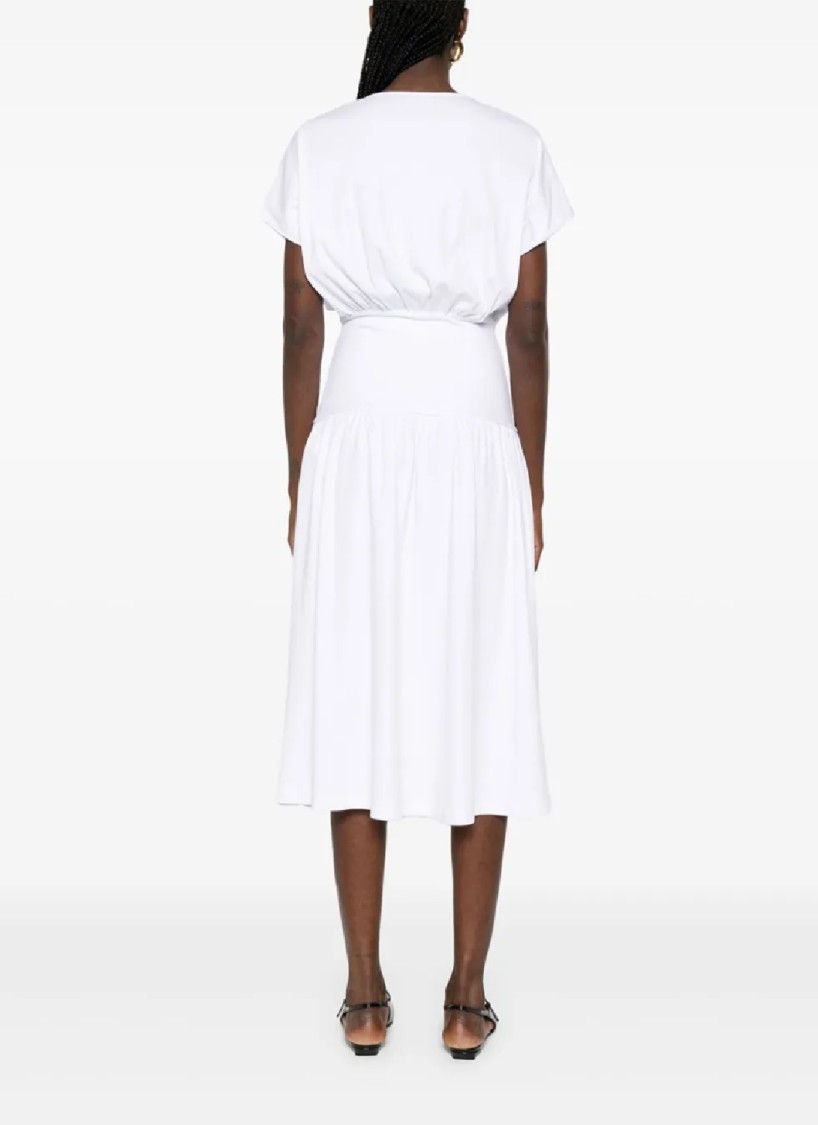Fabiana Filippi Relaxed Silhouette Midi Dress With Cinched Waist In White