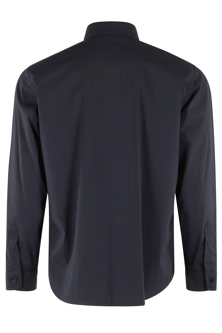 Shop Aspesi Long-sleeved Navy Shirt With Central Button Closure In Blue