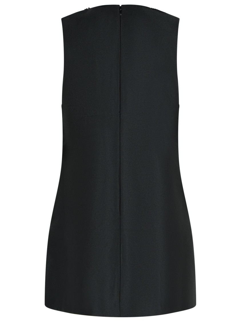 Self-portrait Sleeveless Black Midi Dress With Beadwork And Patch Pockets In Black